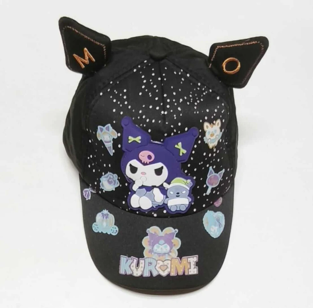 Dětská 3D kšiltovka Kuromi s oušky - ČERNÁ (3-7 let)