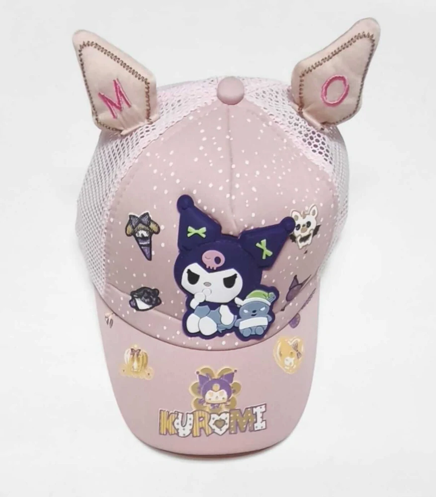 Dětská 3D kšiltovka Kuromi se síťovinou a oušky - RŮŽOVÁ (3-7 let)