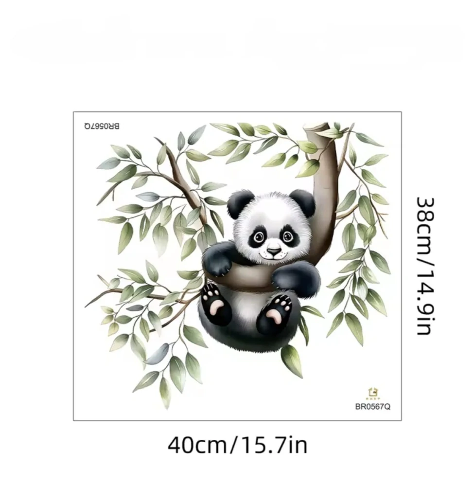 Akvarelová samolepka na zeď – Roztomilá PANDA na větvi