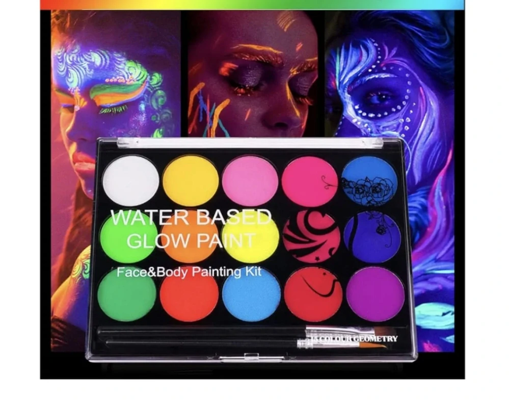 UV Neonové barvy na obličej a tělo bez šablon (15 barev)