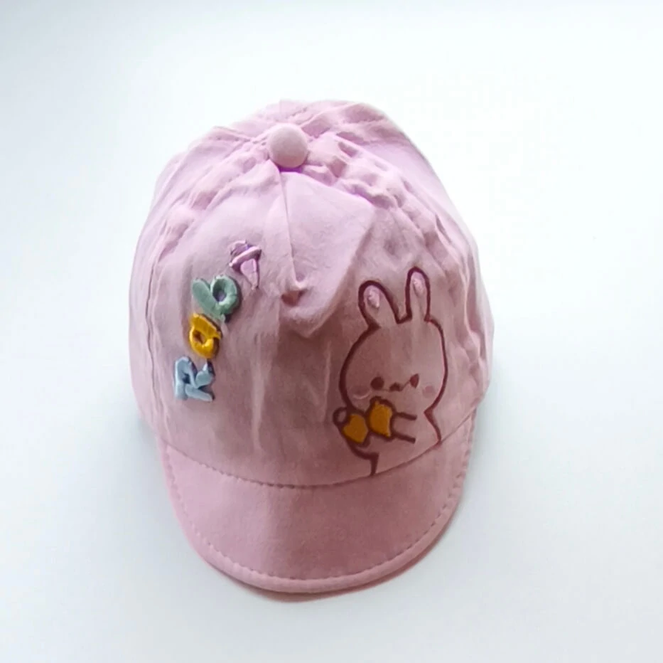 Dětská kšiltovka s výšivkou zajíčka - RABBIT - RŮŽOVÁ (3-12 m)