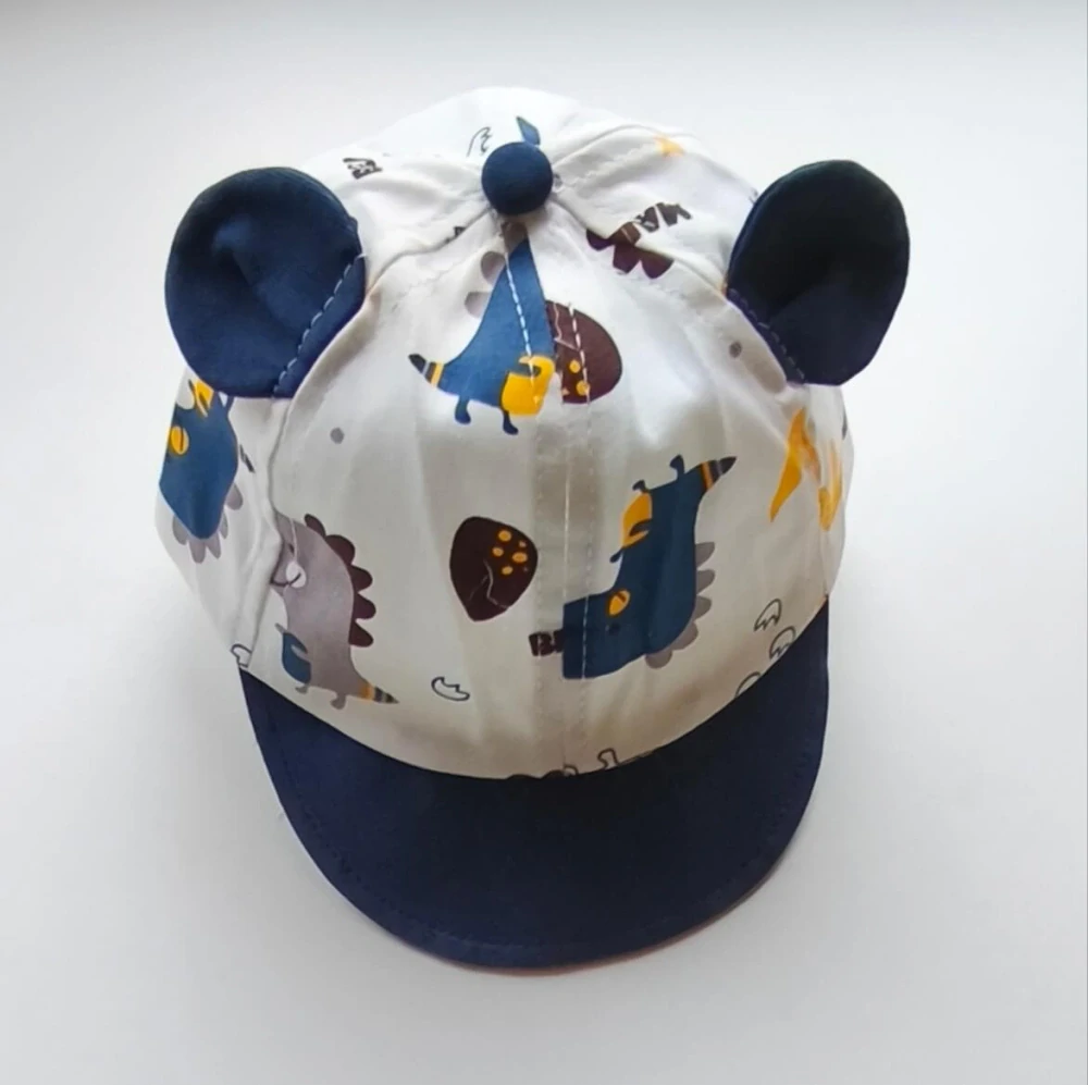 Dětská kšiltovka s oušky a dinosaury - BEAR & DINO - MODRÁ (3-10 m)