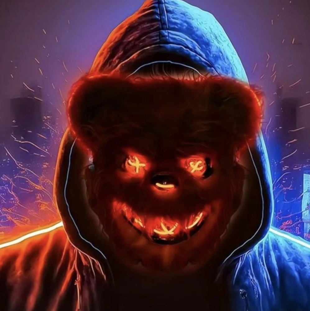 Svítící LED maska – Hororový medvídek - Zelená