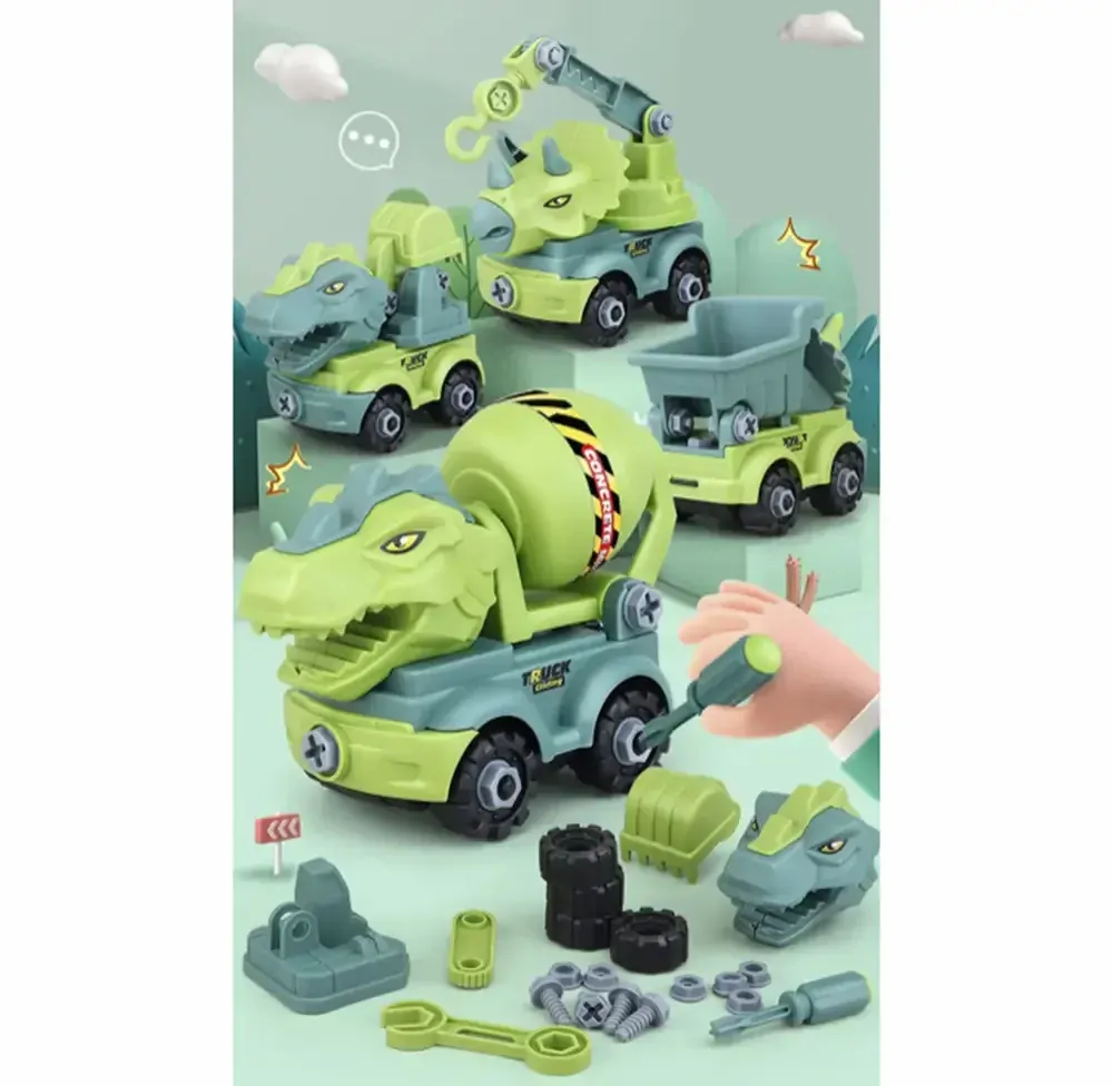 Autíčko malý konstruktér - DINOSAURUS TAHAČ - světle zelený