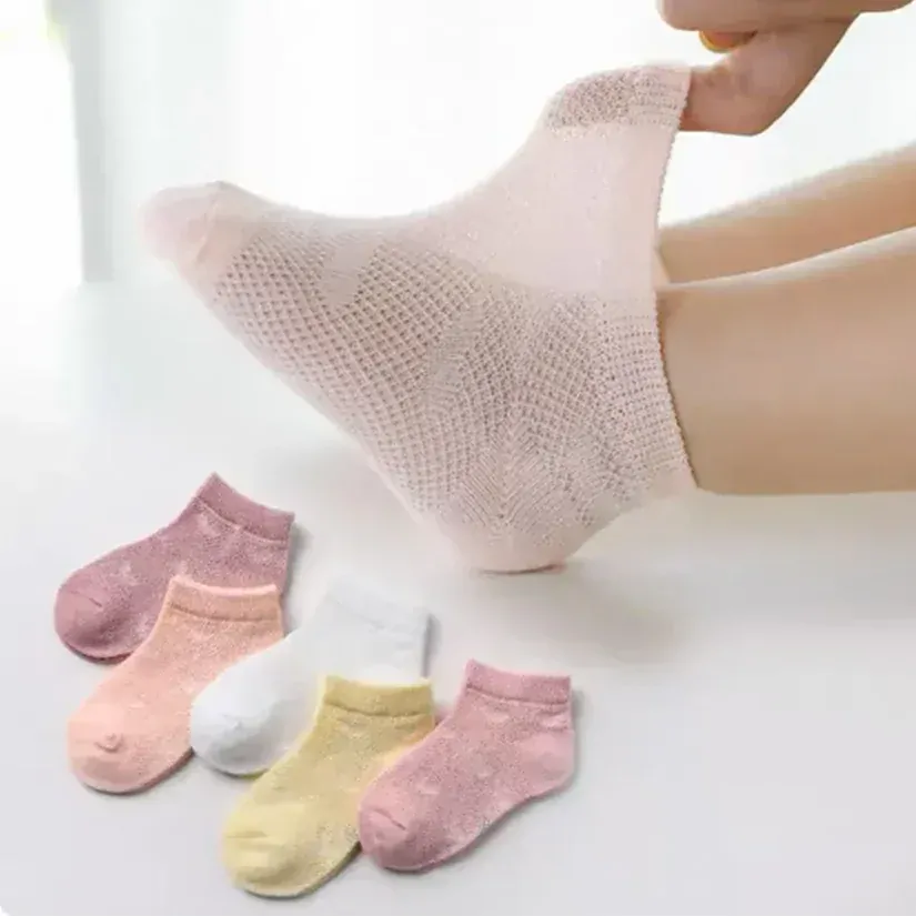 Letní síťované ponožky (A) - 5 párů - SRDÍČKA - (12-36) S