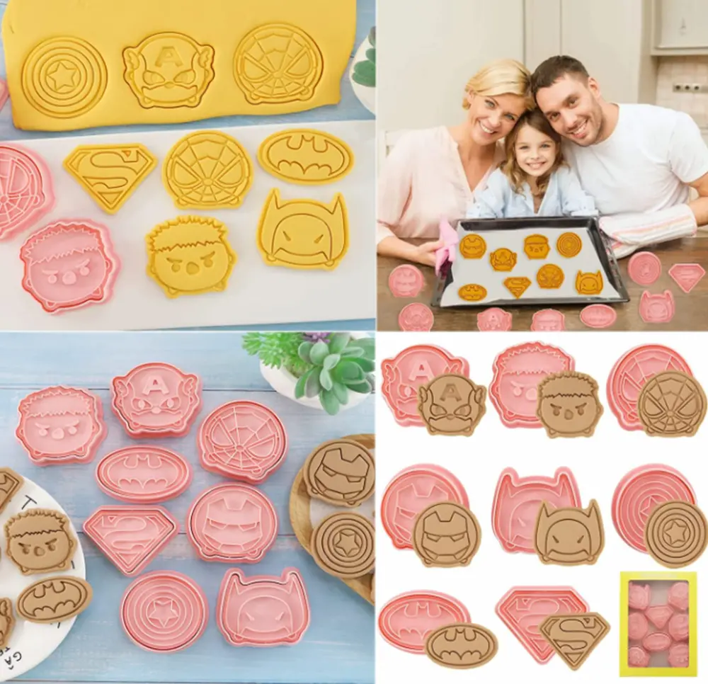 3D vykrajovátka na sušenky - MARVEL A DC KOMIKS - 8 ks 