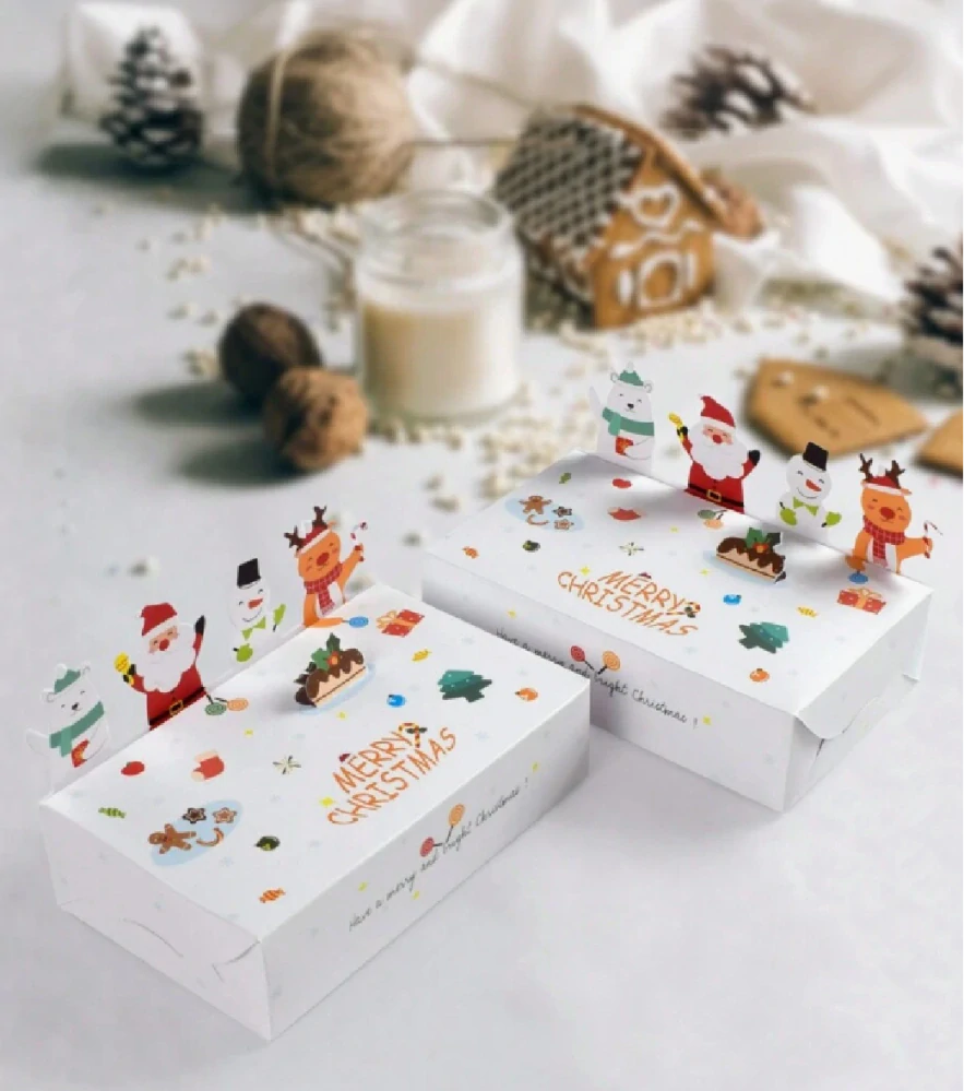 Papírová krabička na vánoční cukroví - BÍLÁ - 1 ks 