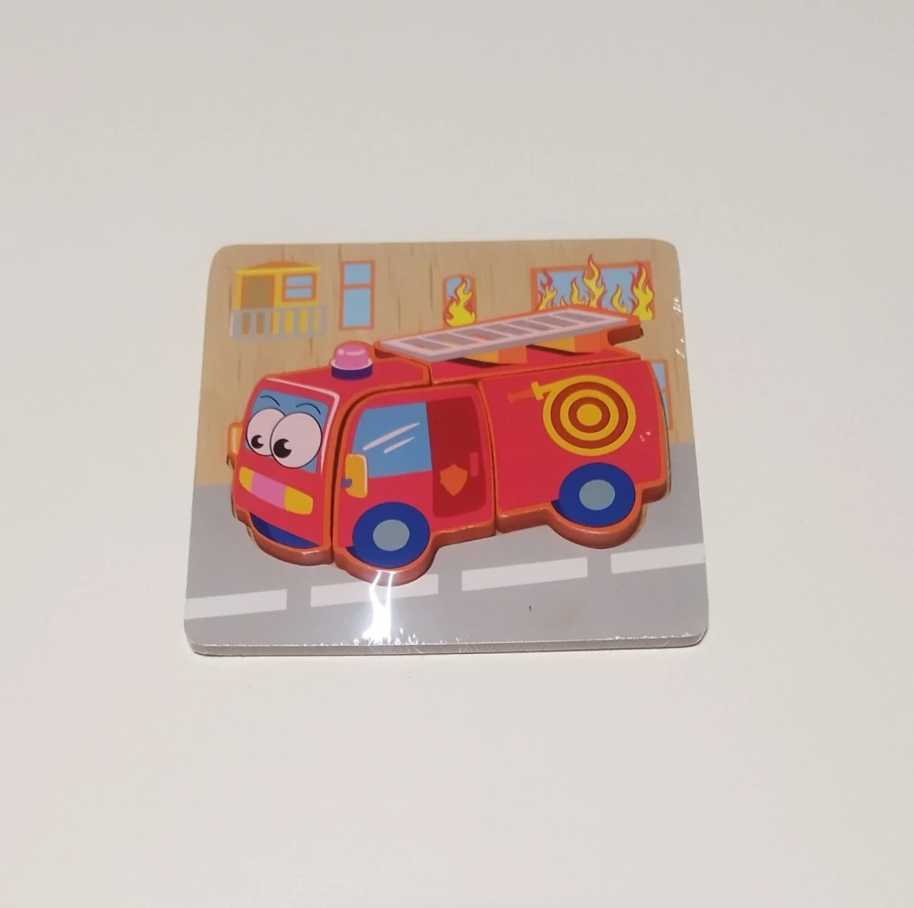 Dřevěné puzzle pro nejmenší (S) - HASIČSKÉ AUTO