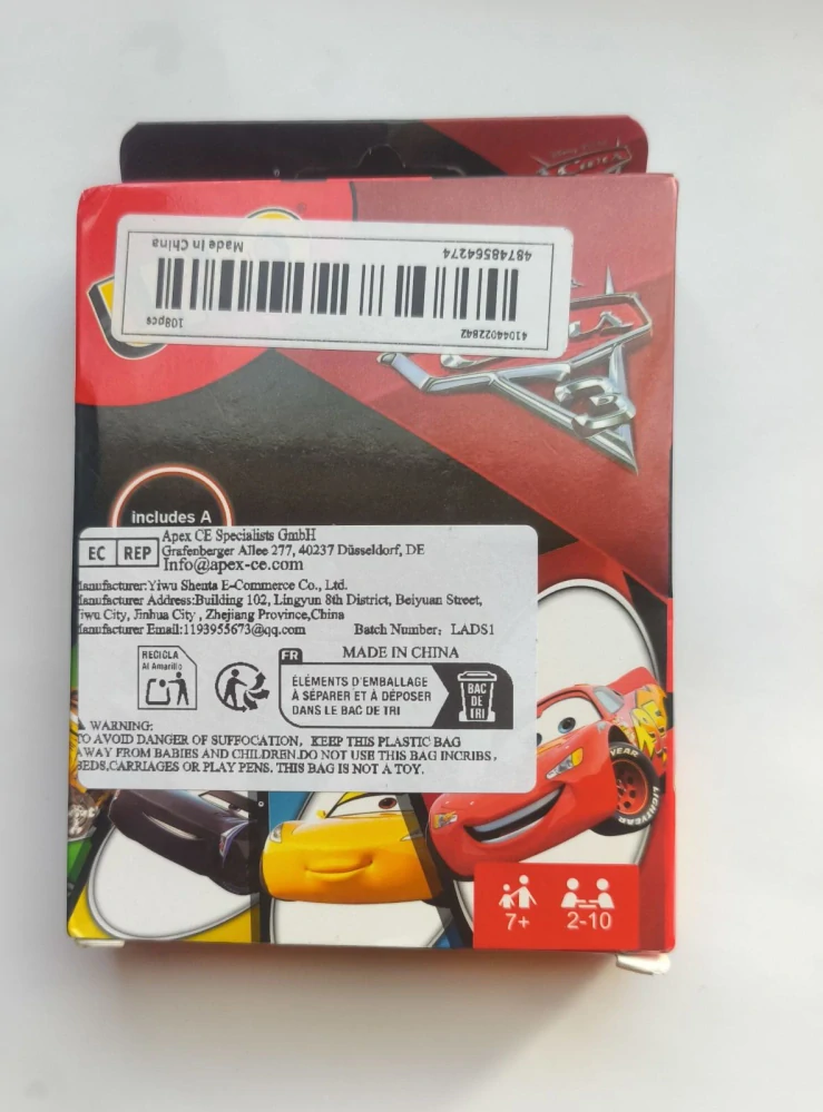 Hra Uno karty - CARS 3 (Autíčka) - S VADOU
