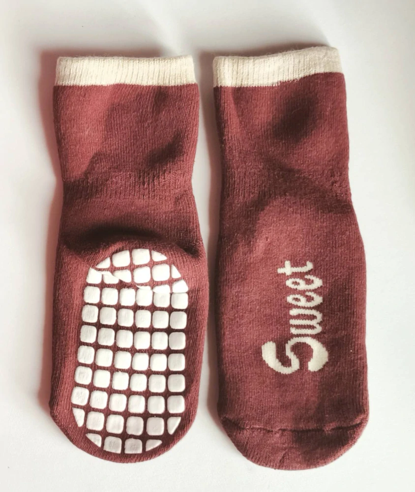 Teplé protiskluzové ponožky - CIHLOVÁ - (3-5let) L