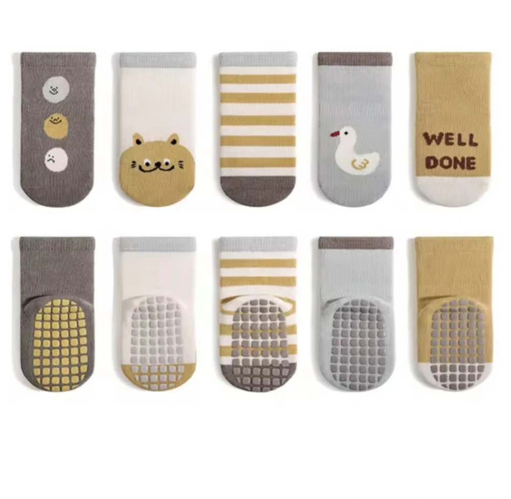 Teplé bavlněné protiskluzové ponožky - KULIČKY - (0-12 m) S