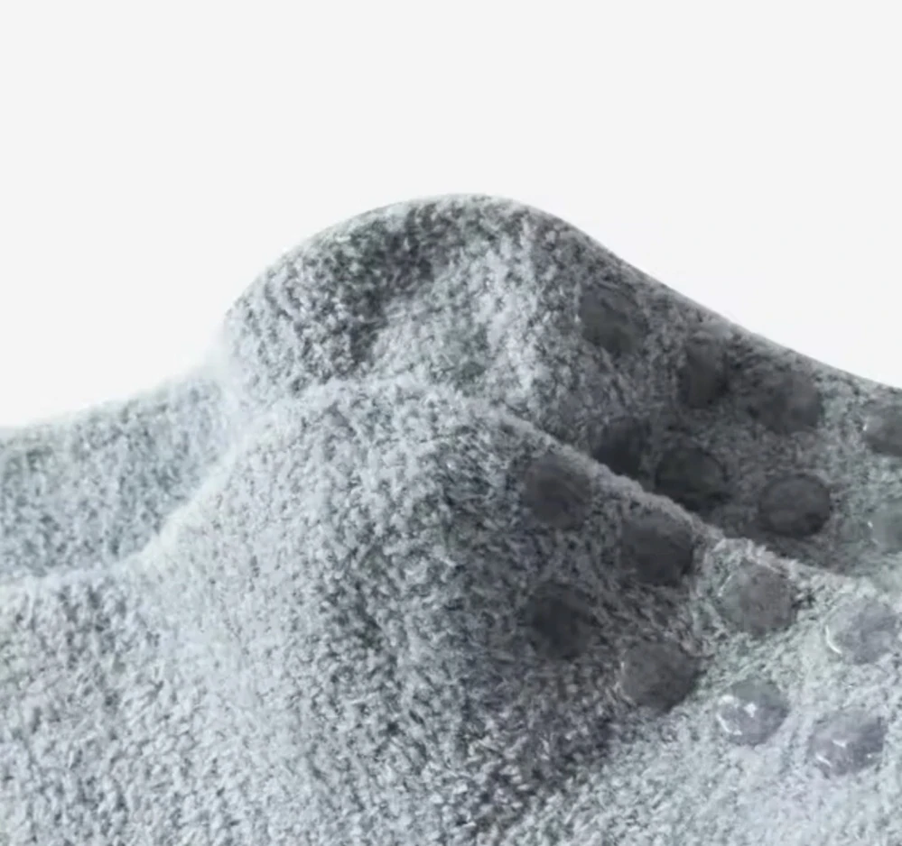 Dlouhé protiskluzové flísové ponožky -  KRÉMOVÉ - (24-36 m) L