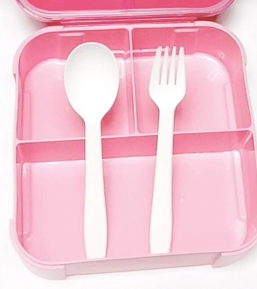 Svačinový box s příborem - LUNCH BOX - RŮŽOVÝ
