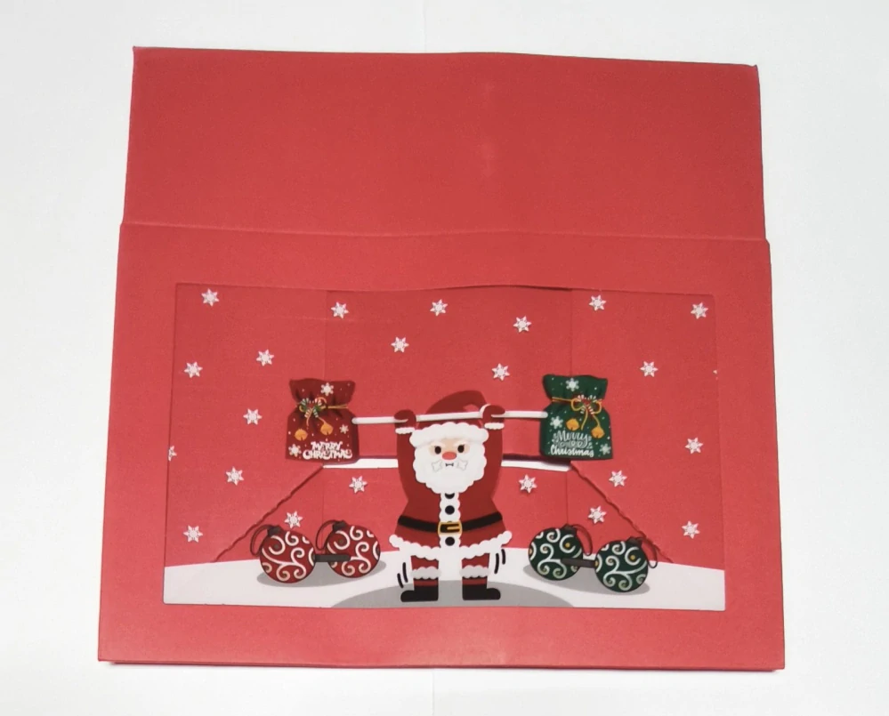 Papírová krabička na vánoční cukroví - ČERVENÁ - SANTA - 1 ks 