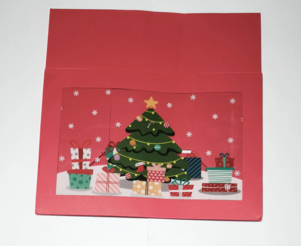 Papírová krabička na vánoční cukroví - ČERVENÁ - STROMEČEK - 1 ks 