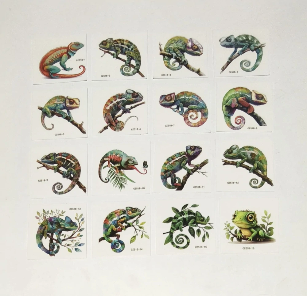 Dětské dočasné tetování - CHAMELEÓN - 16 ks