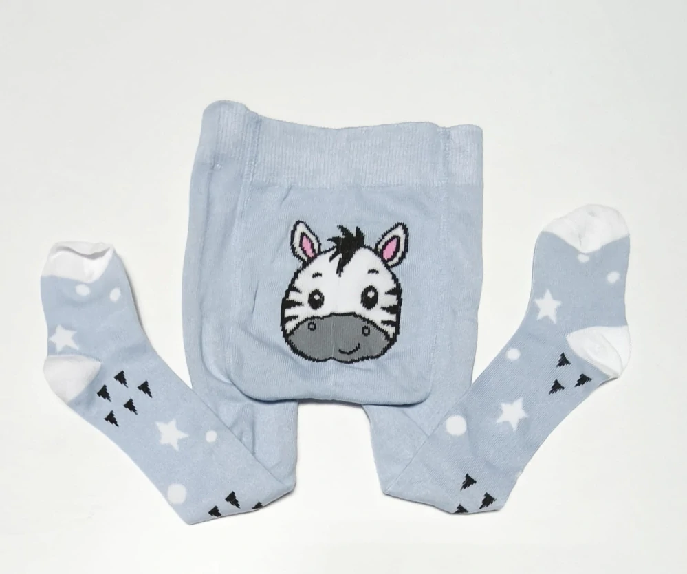 Dětské punčocháče - SVĚTLE MODRÉ - ZEBRA - (6-12 m)