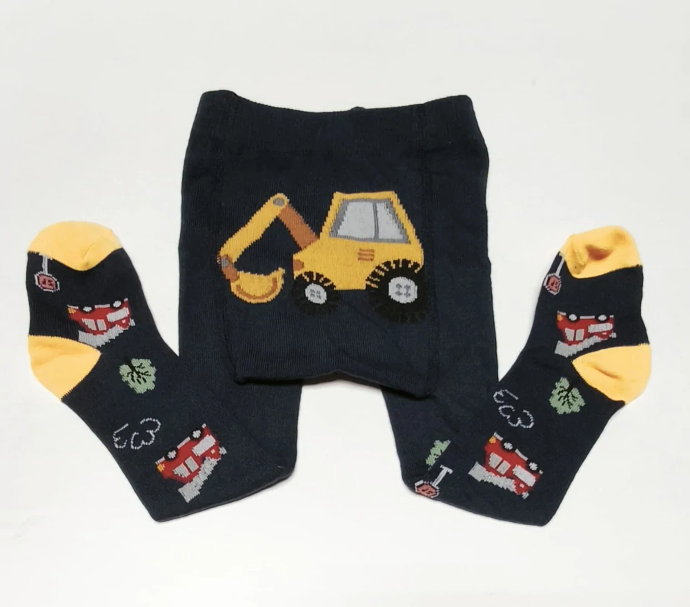 Dětské punčocháče - TMAVĚ MODRÉ - BAGR - (6-12 m)