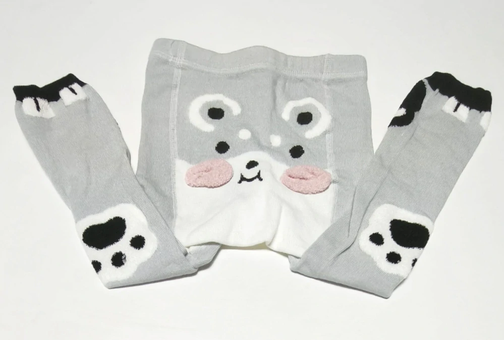 Dětské punčocháče bez chodidel s 3D prvky - SVĚTLE ŠEDÉ - MÝVAL - (2-4 roky)