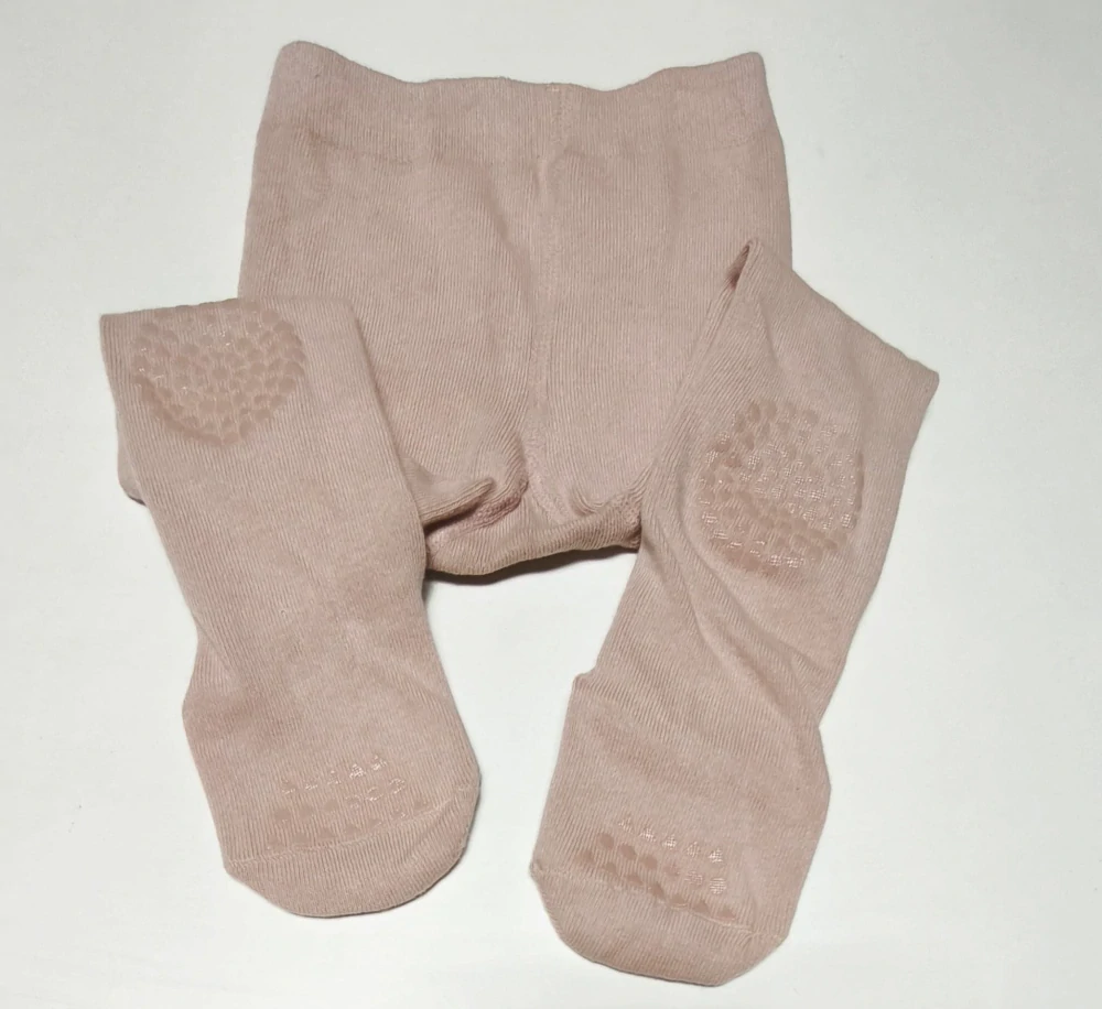 Dětské bavlněné punčocháče s protiskluzem - STARORŮŽOVÉ - (12-24 m)