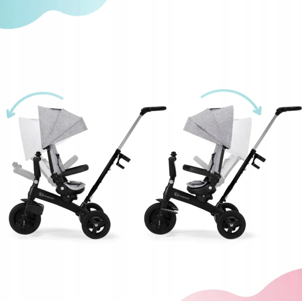 Kinderkraft TWIPPER – rostoucí tříkolka 5v1 s otočným sedadlem - ŠEDÁ