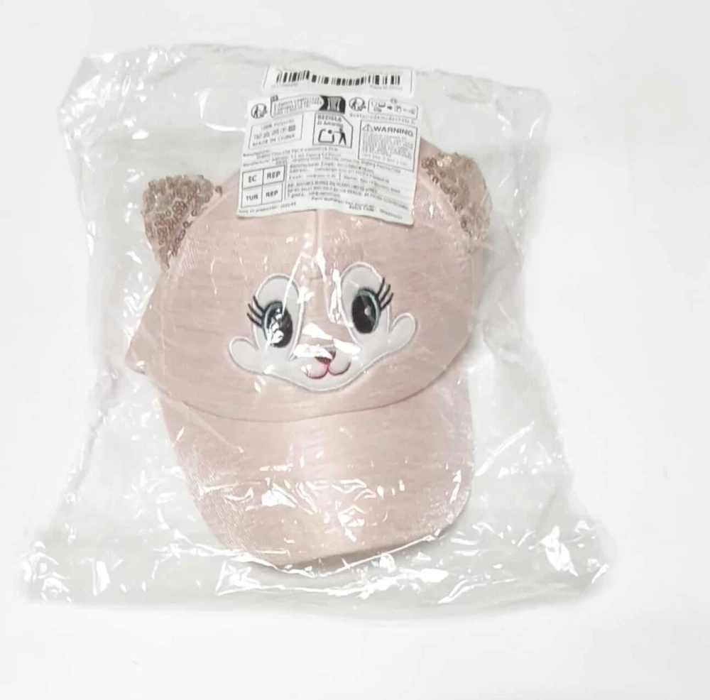 Dětská 3D kšiltovka třpytivá kočička - SVĚTLE RŮŽOVÁ (3-7 let)