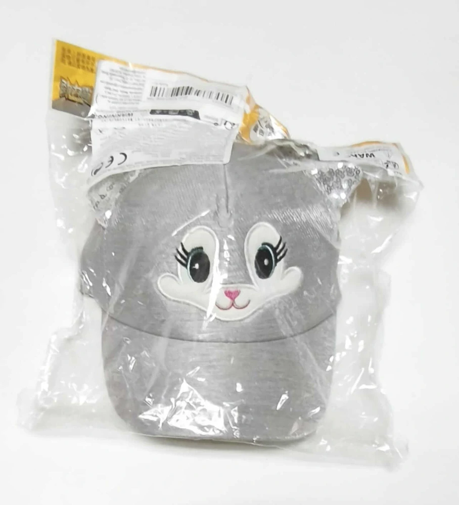 Dětská 3D kšiltovka třpytivá kočička - ŠEDÁ (3-7 let)