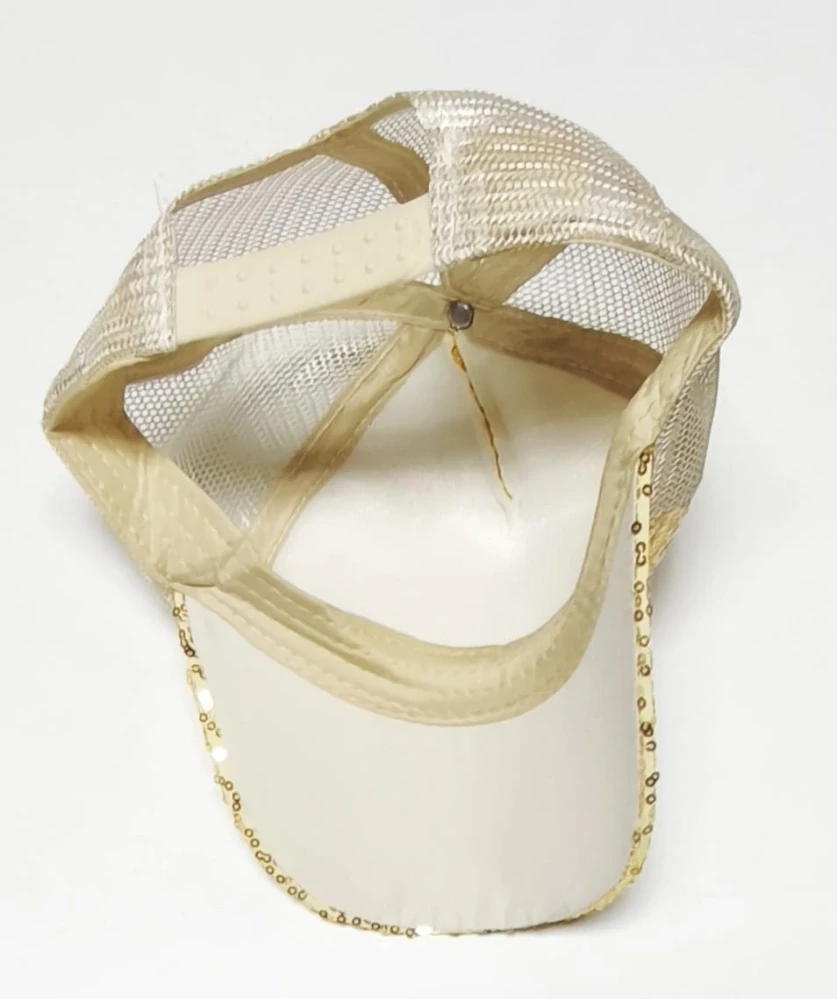 Letní dětská kšiltovka s flitry a síťovinou - ZLATÁ (3-6 let)