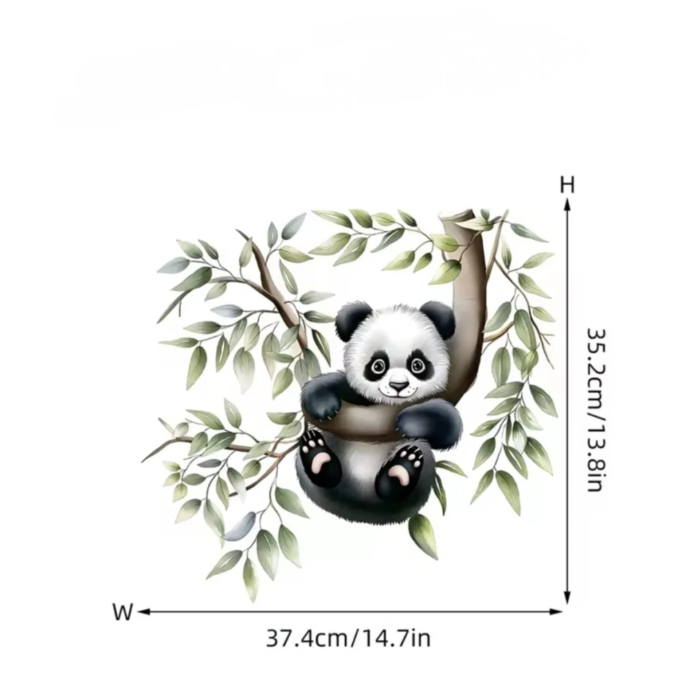 Akvarelová samolepka na zeď – Roztomilá PANDA na větvi
