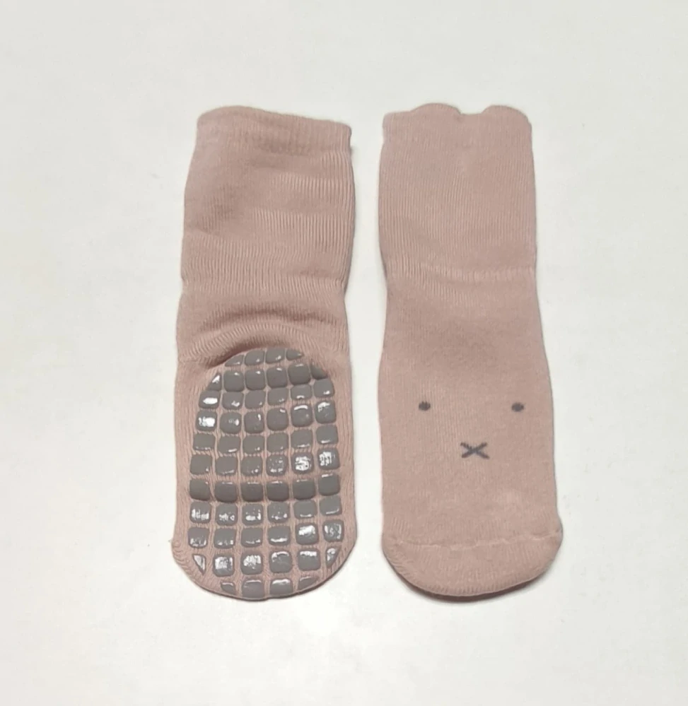Teplé protiskluzové ponožky - KRÁLÍK - RŮŽOVÉ - ZIMNÍ (12-36m) M