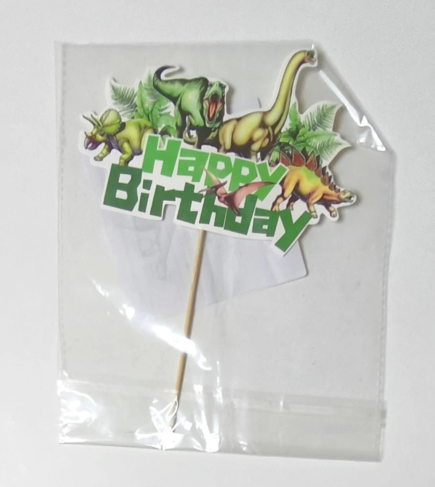 Dekorace na dort - TOPPER Dinosauři s kapradím – Happy Birthday - 1 ks
