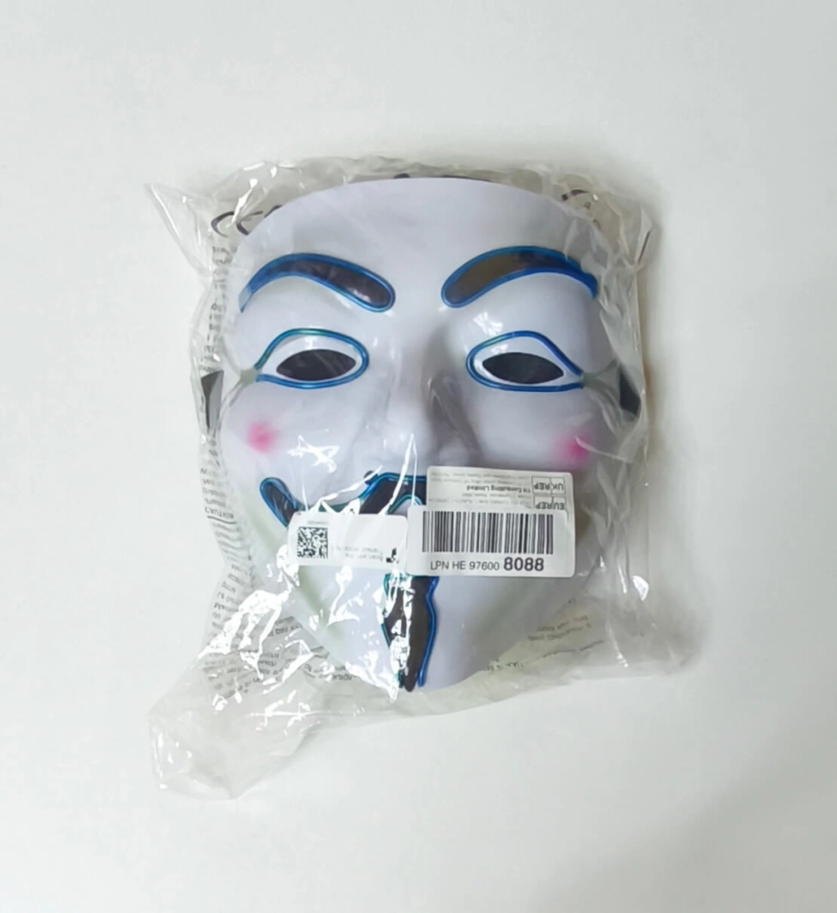 Svítící LED maska – Guy Fawkes / V for Vendetta / Anonymous