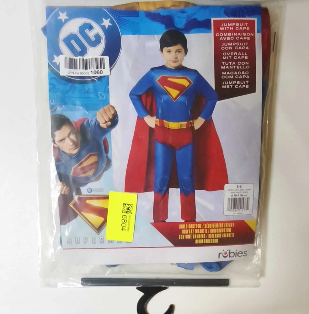 Dětský kostým Superman s pláštěm – Rubies, Velikost 110–116 cm (5–6 let)
