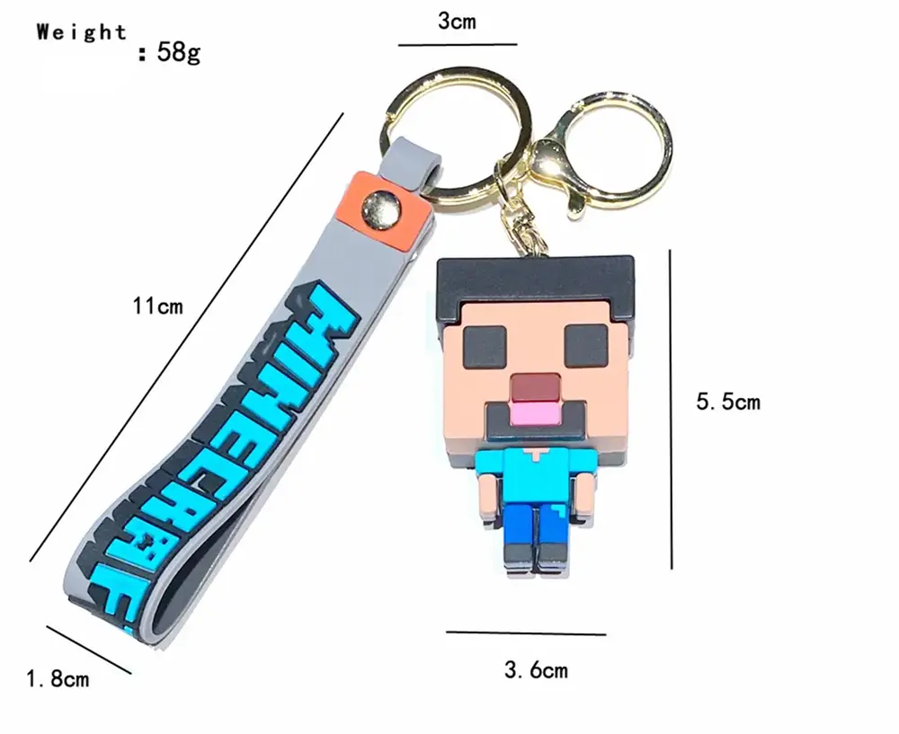 Přívěsek na klíče - MINECRAFT - ŠEDÝ