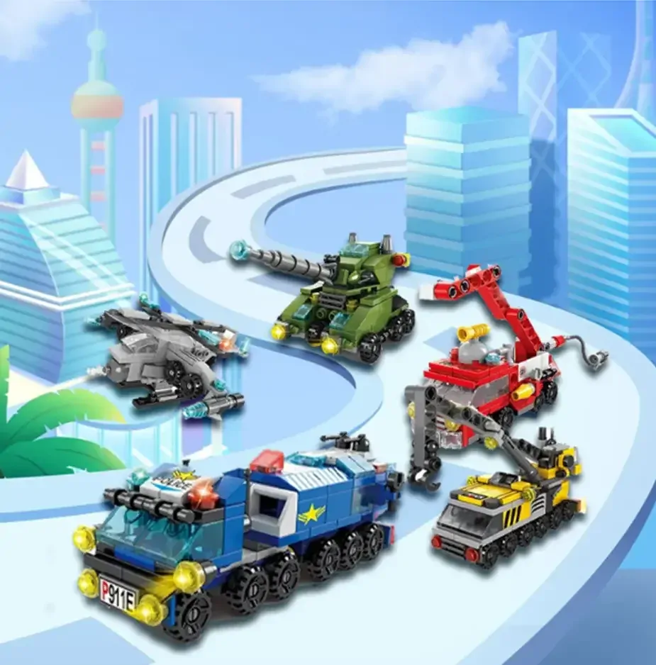 Malá stavebnice hasičského auta 6 v 1 - 142 ks