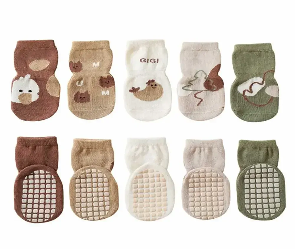 Teplé protiskluzové ponožky - BÉŽOVÉ - (12-36m)M