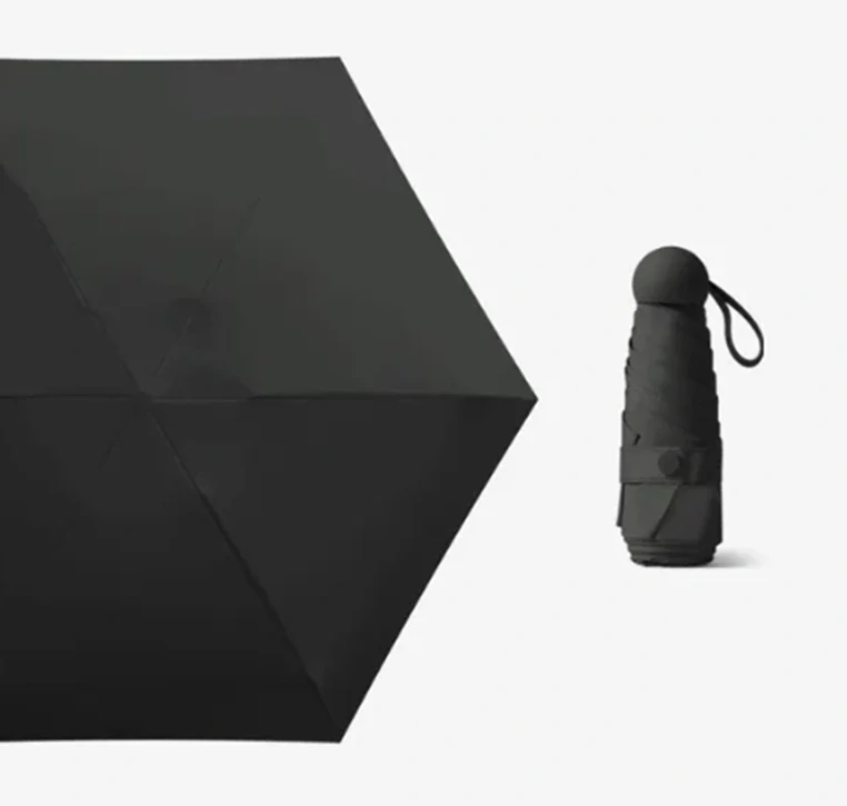 Malý skládací deštník S UV Ochranou a pouzdrem - ČERNÝ