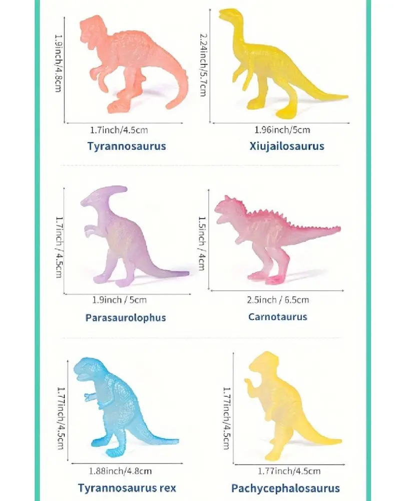 Mini figurky dinosaurů - Svítící ve tmě - 12 ks