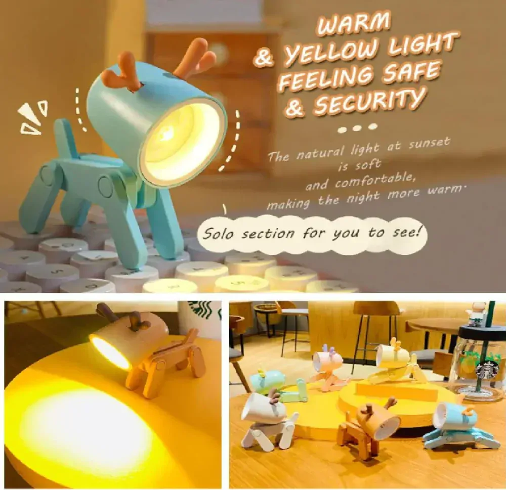 Mini noční lampička na baterky - SOBÍK - MODRÝ