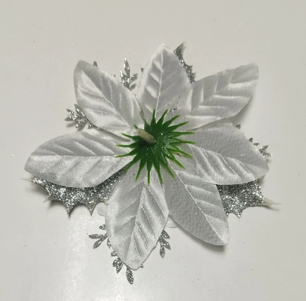 Vánoční ozdoby na stromeček - VANOČNÍ HVĚZDA - STŘÍBRNÁ - 5 ks