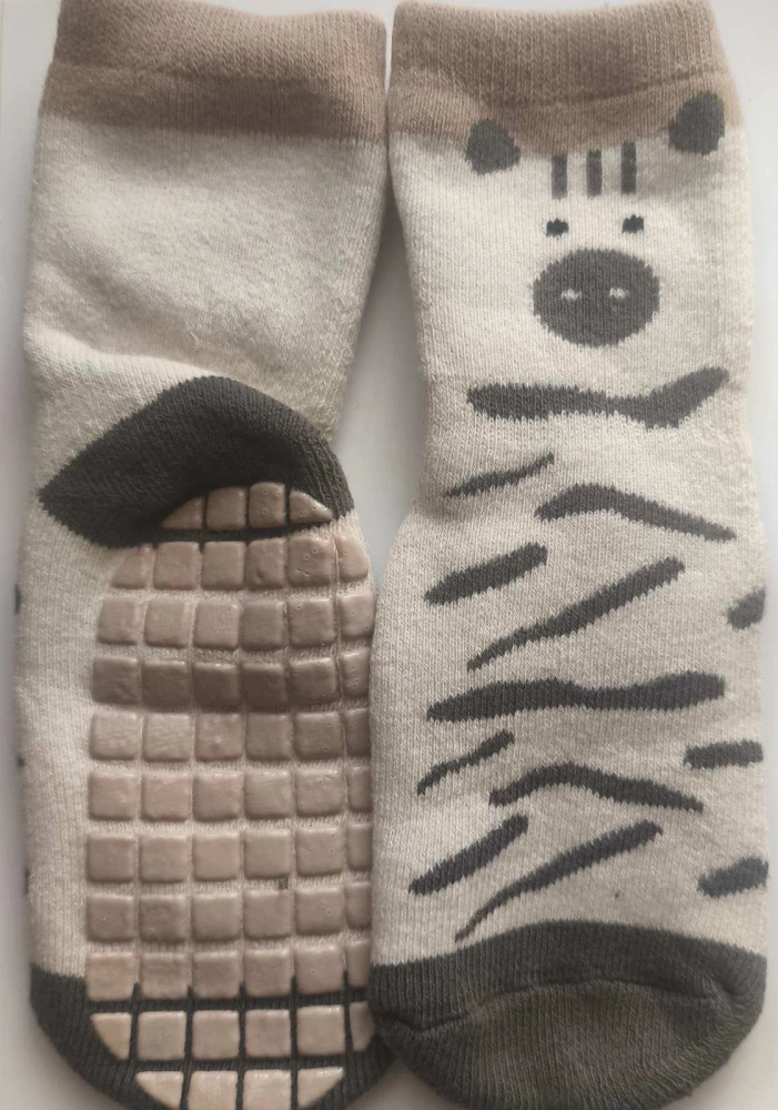 Teplé protiskluzové ponožky - ZEBRA (3-5 let)  - 1 pár