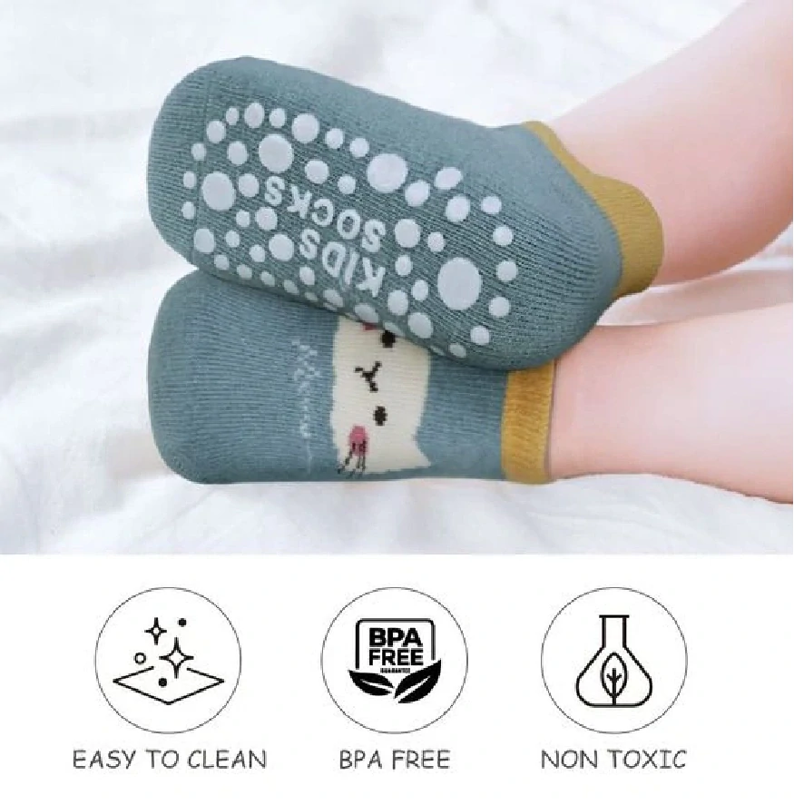 Protiskluzové ponožky - MODROZELENÉ - KOČIČKA - (3-5 let) L