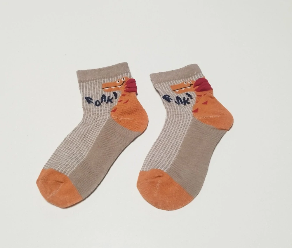 Síťované ponožky - ORANŽOVÝ  DINOSAURUS  - (6-8 let) L