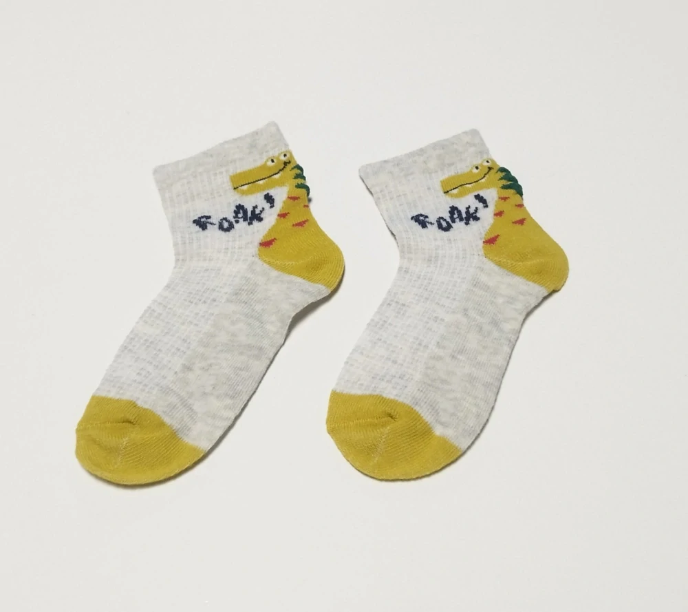 Síťované ponožky - ŽLUTÝ  DINOSAURUS - (3-5 let) M