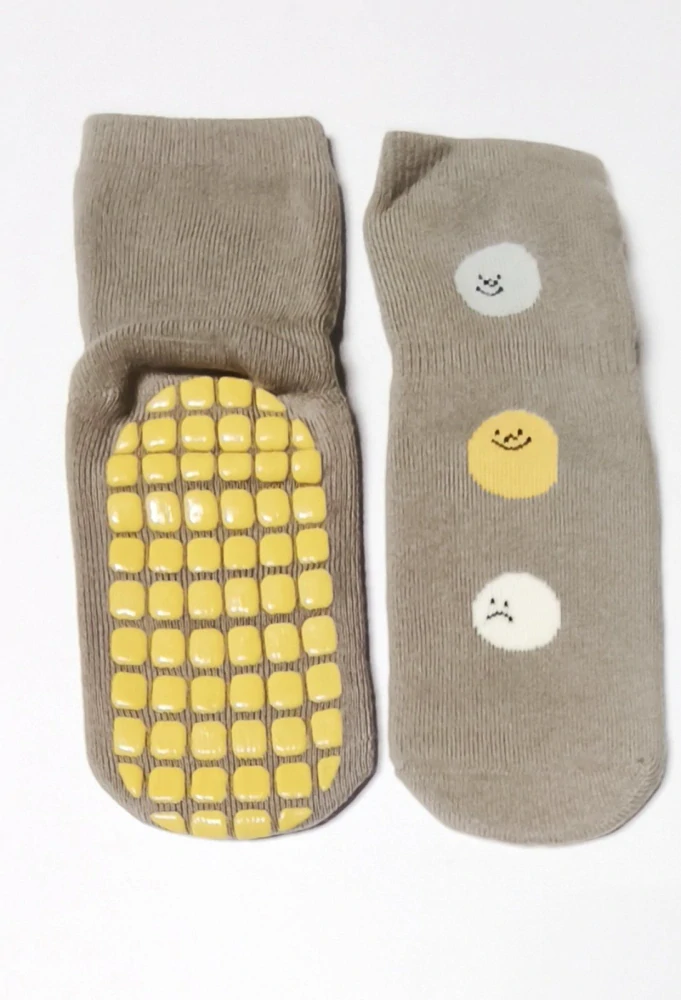 Teplé bavlněné protiskluzové ponožky - KULIČKY - (0-12 m) S