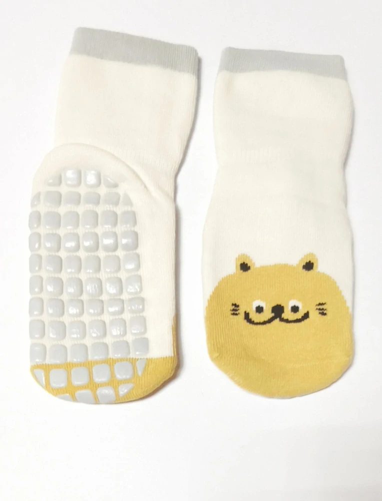 Teplé bavlněné protiskluzové ponožky - MEDVÍDEK - (0-12 m) S