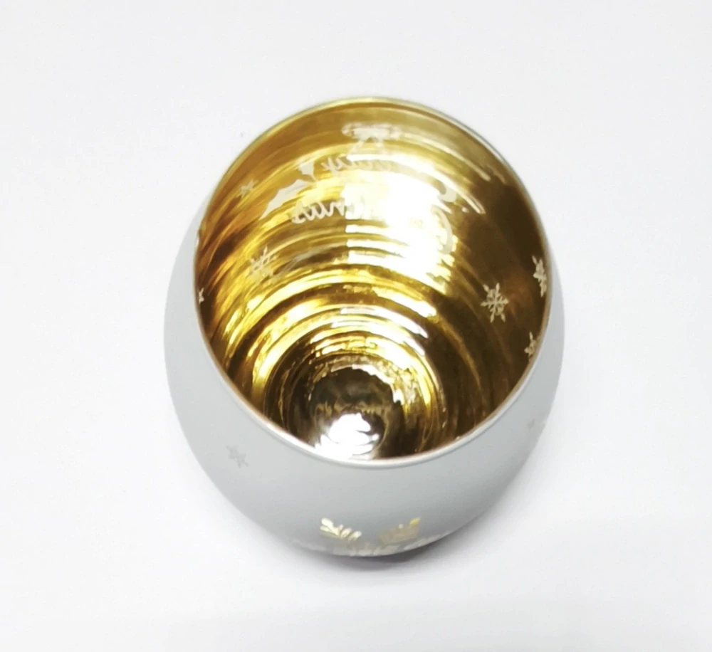 Skleněný svícen - VÁNOCE - BÍLÝ - 1 ks