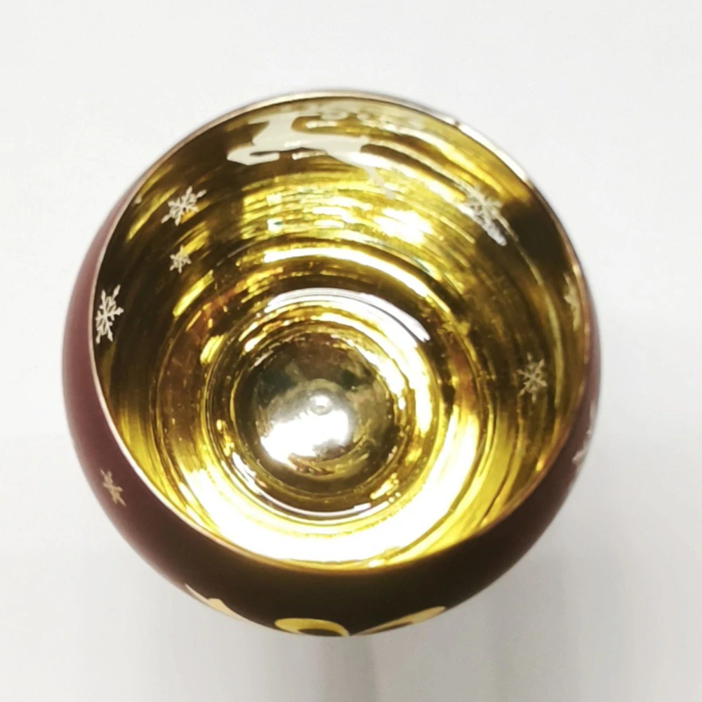 Skleněný svícen - VÁNOCE - ČERVENÝ - 1 ks