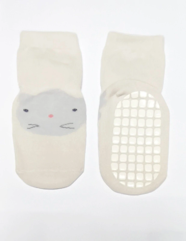 Protiskluzové ponožky - KRÉMOVÉ - (24-36 m) L