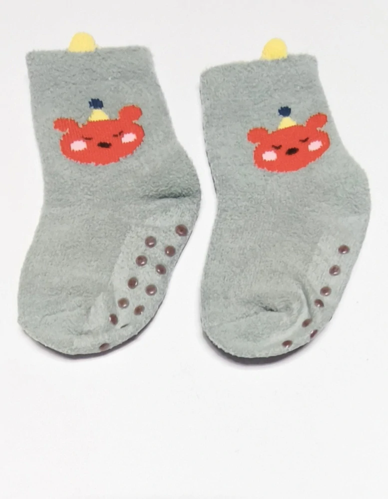 Protiskluzové flísové ponožky -  MEDVÍDEK - (24-36 m) M